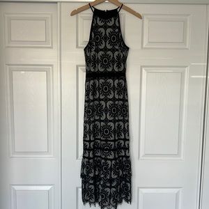 Black and white lace dress.